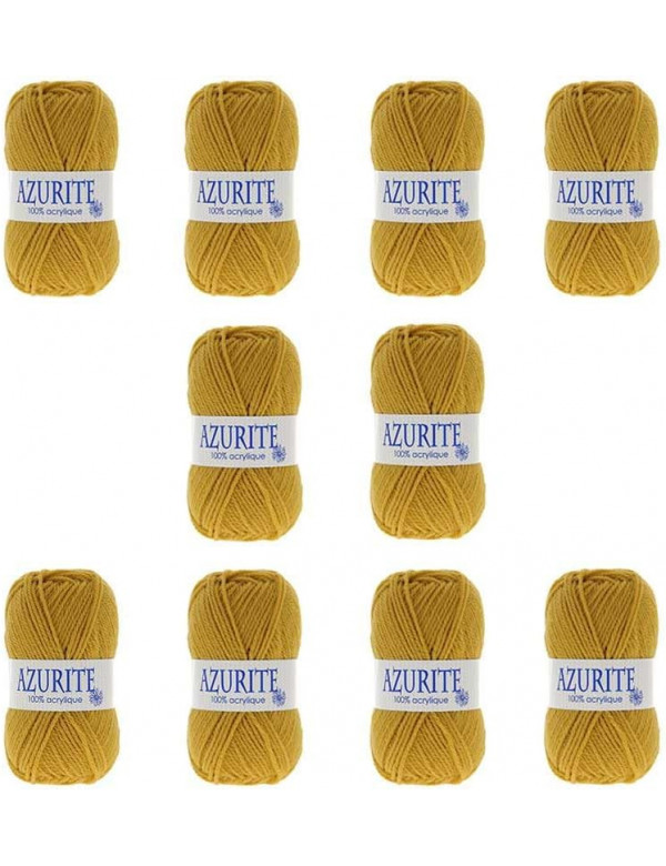 Pelotes de fil à tricoter Azurite Moutarde x10
