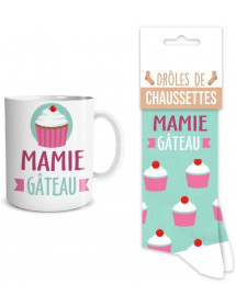 Coffret mug chaussettes Mamie Gateau