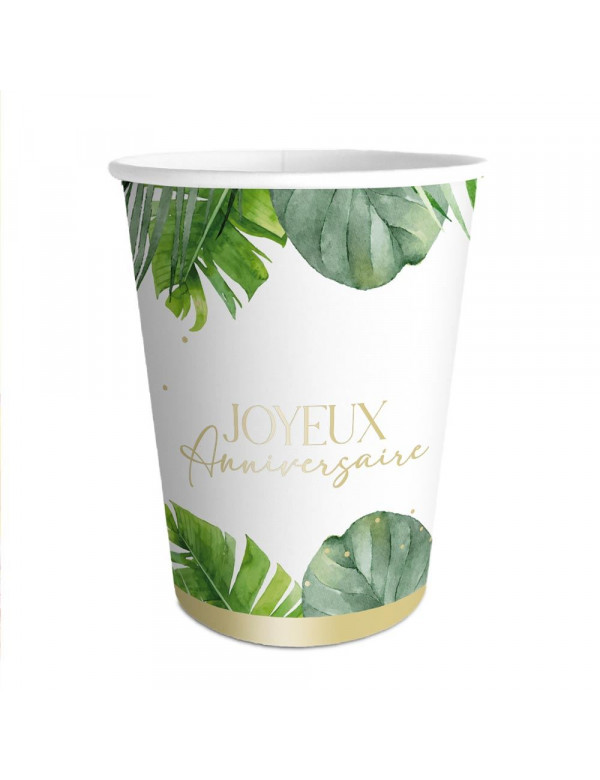 Gobelets Anniversaire tropical party x6