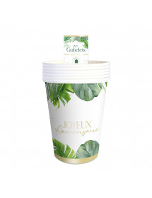 Gobelets Anniversaire tropical party x6