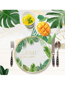 Assiettes Anniversaire tropical party x6