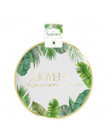 Assiettes Anniversaire tropical party x6