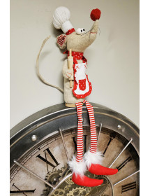 Personnage de Noël souris cuisinière assis