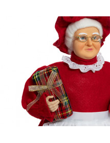 Mère Noël en Habit Traditionnel Rouge et Blanc 48 cm