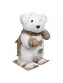 Ourson de Noël avec gants et ski