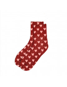 Chaussettes paillettes cœur rouge