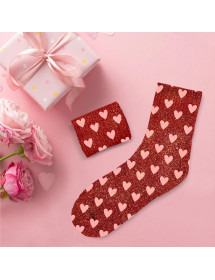Chaussettes paillettes cœur rouge