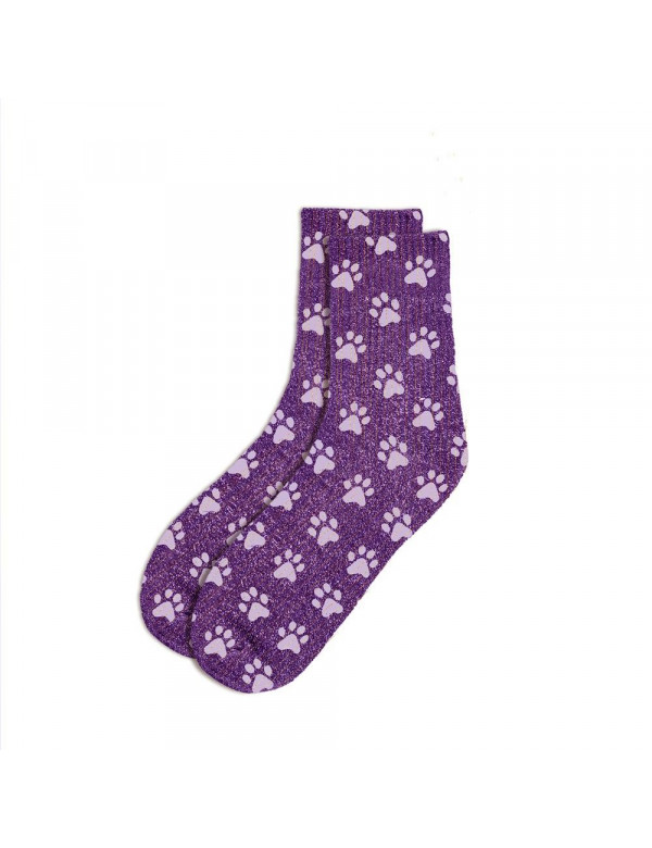 Chaussettes paillettes violet chat