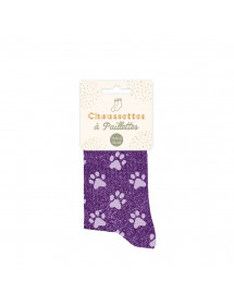 Chaussettes paillettes patte de chat