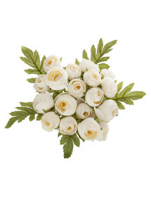 Bouquet de 18 camélias blancs Miki – Fleurs artificielles H. 30 cm Atmosphera