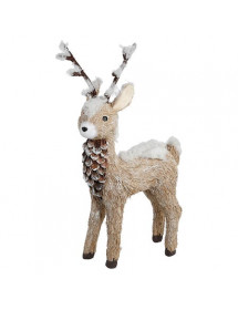 Renne naturel avec bois 36 cm