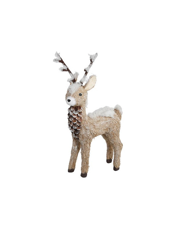 Renne naturel avec bois 36 cm