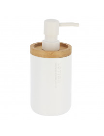Distributeur à savon blanc et bambou