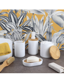 Distributeur blanc et en bambou