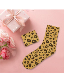 Chaussettes paillettes léopard