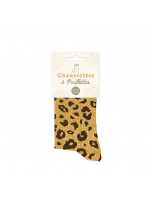 Chaussettes paillettes léopard
