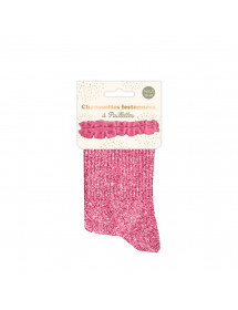 Chaussettes paillettes rose