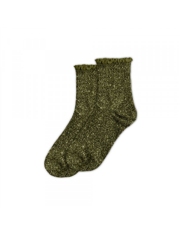 Chaussettes paillettes kaki