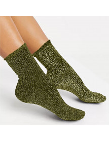 Chaussettes paillettes kaki