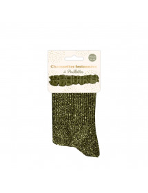 Chaussettes paillettes kaki
