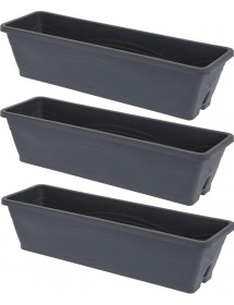 Lot de trois jardinières symphonie gris anthracite : Décorez vos balcons avec style !