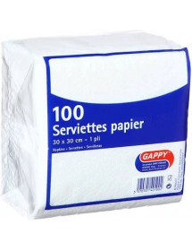 Serviettes en papier Blanches 30x30 cm. x100