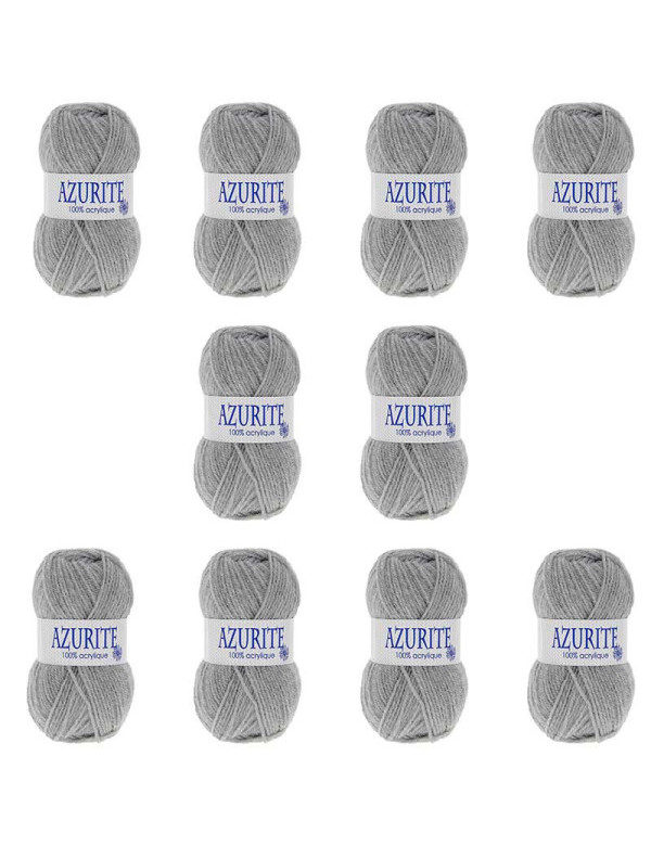 Pelotes de fil à tricoter Azurite Gris Claire X10 Pelotes de fil à tricoter Azurite Gris Claire X10