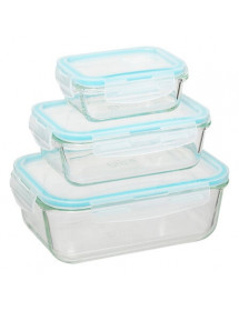 Lot de 3 boîtes de conservation en verre Clipeat