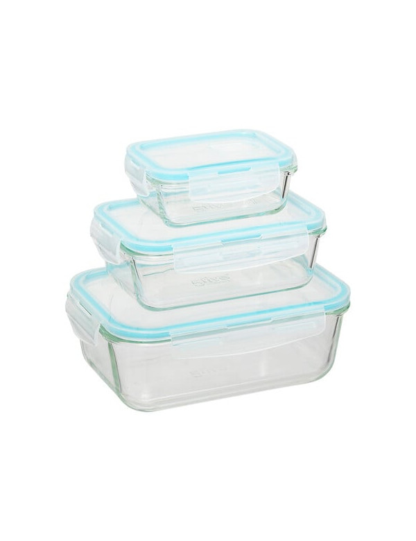 Lot de 3 boîtes de conservation en verre Clipeat