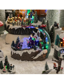 Village lumineux fontaine père noël et traineau