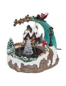 Village lumineux fontaine père noël et traineau