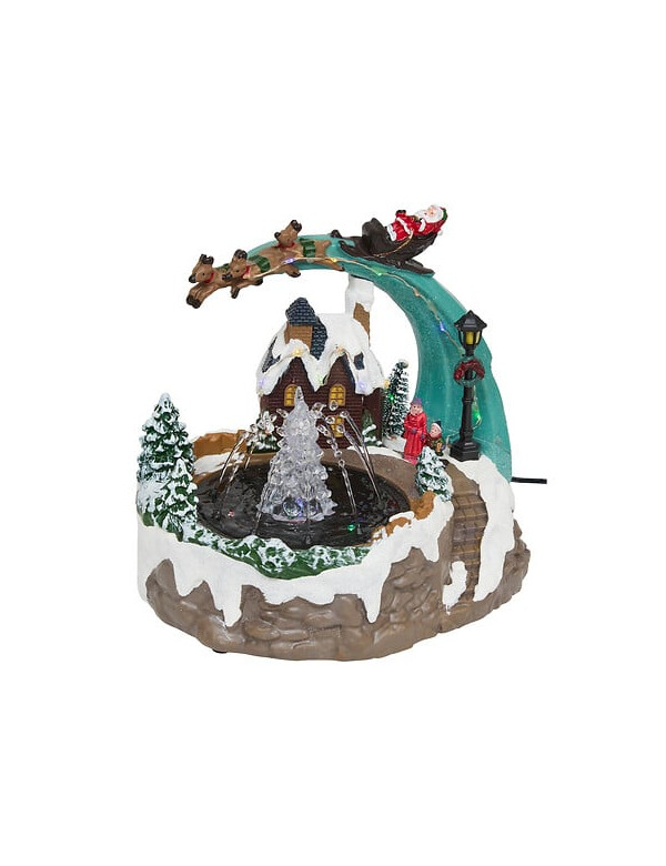 Village lumineux fontaine père noël et traineau