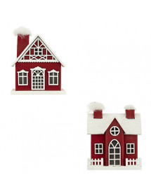 Maison de Noël lumineuse en bois rouge
