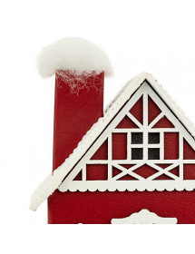 Maison de Noël lumineuse en bois rouge