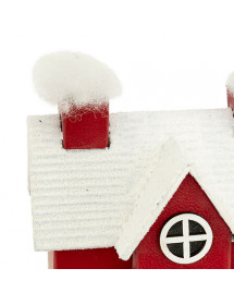 Maison de Noël lumineuse en bois rouge