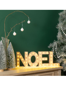 Mot Noël en bois lumineux à LED