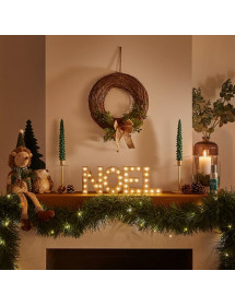 Mot Noël en bois lumineux à LED
