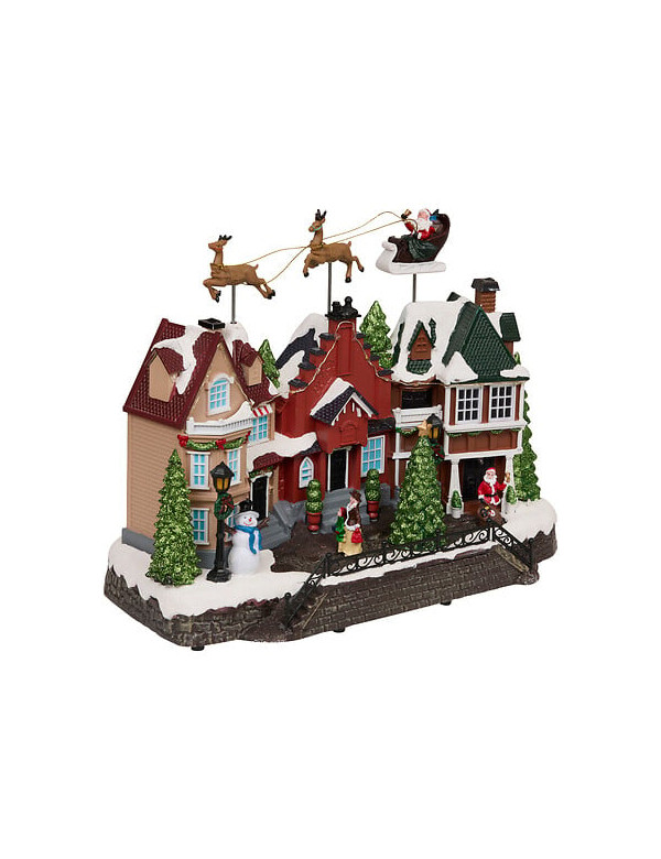 Village de Noël avec père Noël et rennes