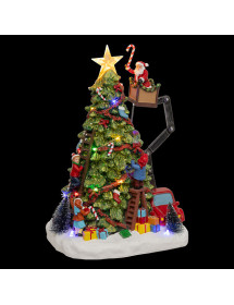 Sapin avec Père Noël sur nacelle