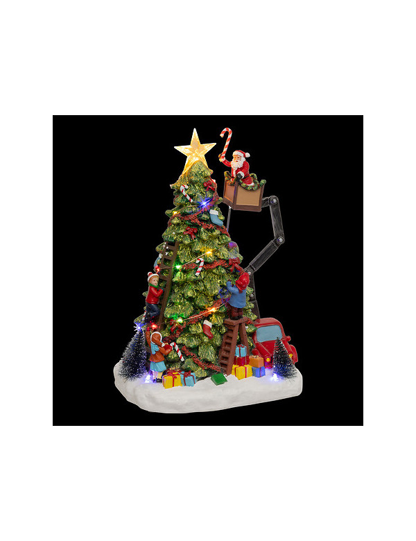 Sapin avec Père Noël sur nacelle