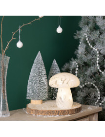 Décoration champignon lumineux blanc en verre