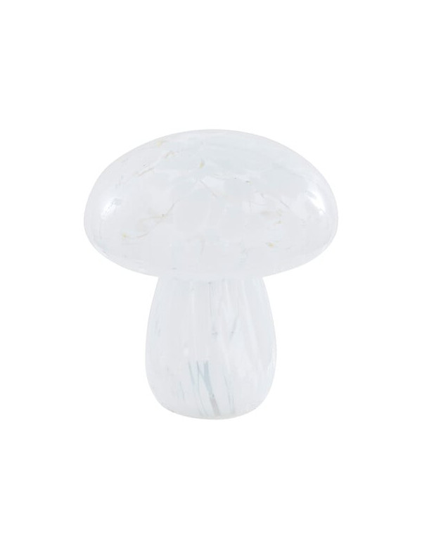 Décoration champignon lumineux blanc en verre