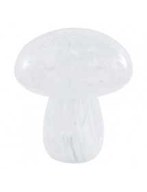 Décoration champignon lumineux blanc en verre