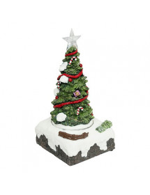 Village miniature lumineux – Sapin multicolores musical et animé
