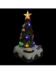 Sapin multicolores musical et animé pour Village miniature lumineux