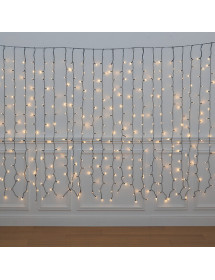 Rideau lumineux extérieur solaire 204 LED blanc chaud