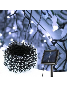 Guirlande de Noël lumineuse 300 led blanc froid solaire