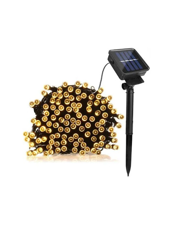 Guirlande de Noël lumineuse 100 led blanc chaud solaire