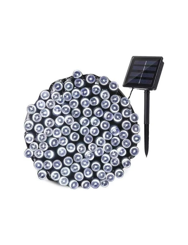 Guirlande de Noël lumineuse 200 led blanc froid solaire