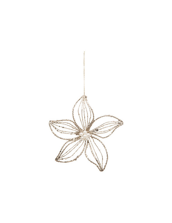 Décoration de Noël Fleur papillon doré perles nacrées